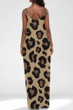 White Casual Leopard Print Pocket U Neck Printed Dresses