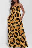 White Casual Leopard Print Pocket U Neck Printed Dresses