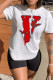 Black And White Casual Print Patchwork O Neck Short Sleeve Two Pieces
