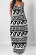 White Sexy Geometric Print Pocket Contrast V Neck Printed Dresses