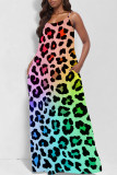 White Casual Leopard Print Pocket U Neck Printed Dresses