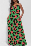 White Casual Leopard Print Pocket U Neck Printed Dresses