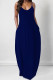 Tibetan Blue Casual Gradient Print Pocket Contrast U Neck Printed Dresses