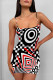 Black And White Sexy Geometric Print Cartoon Print Contrast Printed Dresses