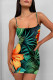 Green Sexy Geometric Print Cartoon Print Contrast Printed Dresses