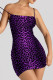 Purple Sexy Leopard Print Patchwork Backless Spaghetti Strap Sling Dresses