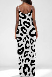 White Casual Leopard Print Pocket U Neck Printed Dresses