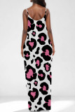 White Casual Leopard Print Pocket U Neck Printed Dresses