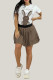 White Daily Elegant Letters Patchwork O Neck Short Sleeve Two Pieces