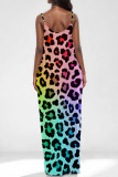 White Casual Leopard Print Pocket U Neck Printed Dresses