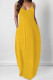 Yellow Casual Gradient Print Pocket Contrast U Neck Printed Dresses