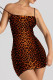 Orange Sexy Leopard Print Patchwork Backless Spaghetti Strap Sling Dresses