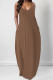 Deep Coffee Casual Gradient Print Pocket Contrast U Neck Printed Dresses