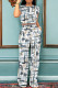 Blue White Casual Print Pocket Patchwork O Neck Short Sleeve Two Pieces