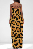 White Casual Leopard Print Pocket U Neck Printed Dresses
