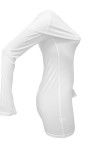 White Sexy Solid Color Patchwork Backless Off Shoulder Wrapped Skirt Dresses