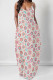 White Sexy Floral Print Pocket V Neck Printed Dresses