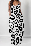 White Casual Leopard Print Pocket U Neck Printed Dresses