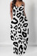 White Casual Leopard Print Pocket U Neck Printed Dresses