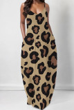 White Casual Leopard Print Pocket U Neck Printed Dresses
