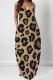 Khaki Casual Leopard Print Pocket U Neck Printed Dresses