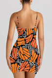 Multi-color Sexy Geometric Print Cartoon Print Contrast Printed Dresses