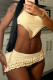 Apricot Sexy Solid Color Patchwork Halter Sleeveless Three Pieces
