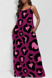 White Casual Leopard Print Pocket U Neck Printed Dresses