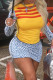 Yellow Sexy Print Patchwork Contrast O Neck Long Sleeve Two Pieces