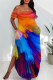 Multicolor Casual Print Pocket Patchwork Backless Slit Spaghetti Strap Straight Plus Size Dresses