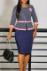 Pink Celebrities Stripe Patchwork Slit With Belt Contrast O Neck Wrapped Skirt Dresses