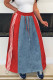 Red Street Draw String Lace Up Patchwork Contrast Loose High Waist Speaker Patchwork Bottoms