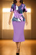 Purple Celebrities Print Patchwork V Neck Wrapped Skirt Dresses