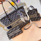 Blue Casual Street Letters Patchwork Zipper Contrast Bags