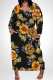 Black Casual Geometric Print Flowers Print Pocket Contrast V Neck Printed Plus Size Dresses