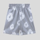 Grey Casual Print Draw String Patchwork Loose Mid Waist Straight Full Print Shorts