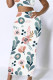 White Casual Graffiti Print Camouflage Print Contrast Regular High Waist Full Print Bottoms