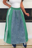Red Street Draw String Lace Up Patchwork Contrast Loose High Waist Speaker Patchwork Bottoms