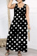 Black And White Casual Print Patchwork V Neck Loose Jumpsuits