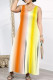 Orange Casual Print Patchwork V Neck Loose Jumpsuits