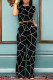 Black Casual Daily Print Stripe Pocket O Neck Short Sleeve Two Pieces
