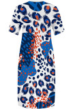 Pink Casual Flowers Print Pocket Contrast V Neck Printed Plus Size Dresses