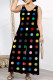 Black Casual Print Patchwork V Neck Loose Jumpsuits