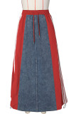 Red Street Draw String Lace Up Patchwork Contrast Loose High Waist Speaker Patchwork Bottoms