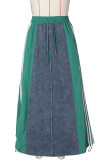 Red Street Draw String Lace Up Patchwork Contrast Loose High Waist Speaker Patchwork Bottoms
