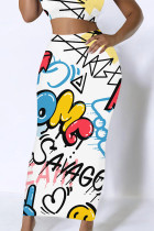 Multicolor Casual Graffiti Print Camouflage Print Contrast Regular High Waist Full Print Bottoms