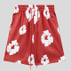 Red Casual Print Draw String Patchwork Loose Mid Waist Straight Full Print Shorts
