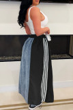 Red Street Draw String Lace Up Patchwork Contrast Loose High Waist Speaker Patchwork Bottoms