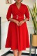 Red Casual Solid Color With Belt Turndown Collar A Line Dresses