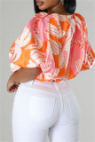 Blue Casual Solid Color Print Basic O Neck Tops